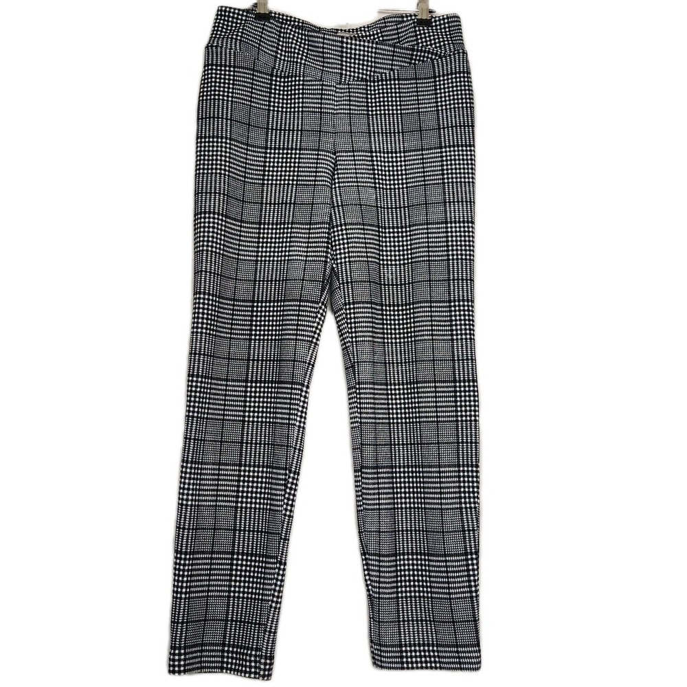 Maurices‎ Womens Medium Black Plaid Pull On Ankle Pants Career Versa Crossover